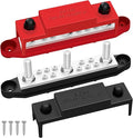 250A Power Distribution Block, 12V Bus Bar Marine 5/16" Stud, Busbars 12 Volt DC Battery Buss Bar, Automotive Busbar Terminal Block with Cover for Car and Boat (Black+Red)