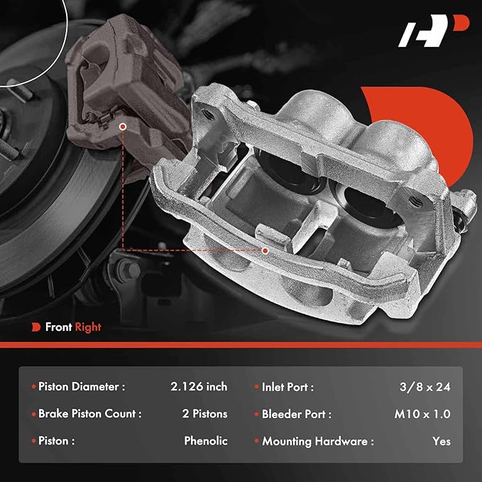 A-Premium Disc Brake Caliper Assembly with Bracket Compatible with Select Ford Models - For F-150 2009, Lobo 2009-2014, Pickup - Front Right Passenger Side