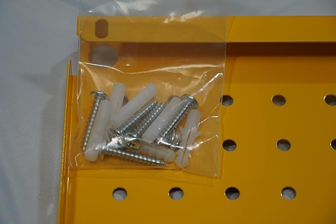 Metal Pegboard 12-Inch Tall x 16-Inch Wide Heavy Duty Wall Organizer for Home Garage Tool Storage 4pcs Yellow