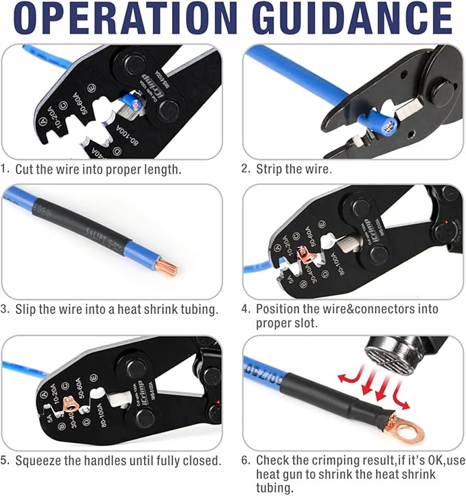 iCrimp Battery Cable Lug Crimping Tool for Open Barrel Lug,Lead-Free OEM Battery Terminals,B Type Crimper for AWG 13-3