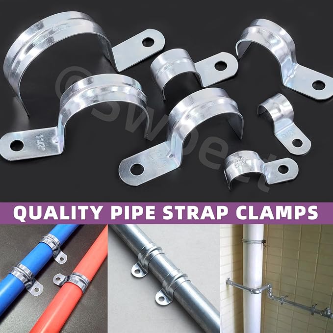 Swpeet 30Pcs 3/4"(20mm) Zinc Plated One Hole EMT Pipe Strap Kit, Pipe Straps U Bracket Tube Strap Pipe Clamp 1 Hole Snap On Pipe Strap Conduit Clamps Tension Clips for Fixing EMT Conduit Pipe