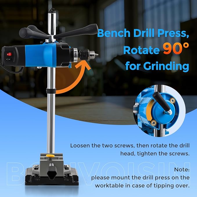 Bonvoisin Benchtop Drill Press with Square Hole Drill Bit, Bench Mortising Machine for Woodworking, 860W Electric Drilling Machine Chuck Capacity 1.5-10mm