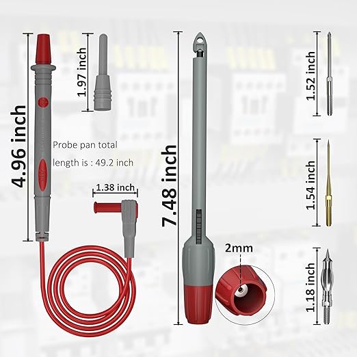 Multimeter Automotive Test Leads Kit with Soft Carrying Case Wire Piercing Clip Puncture Probes Wire Replaceable Precision Sharp Probes for Digital Electrical Multimeter Testing
