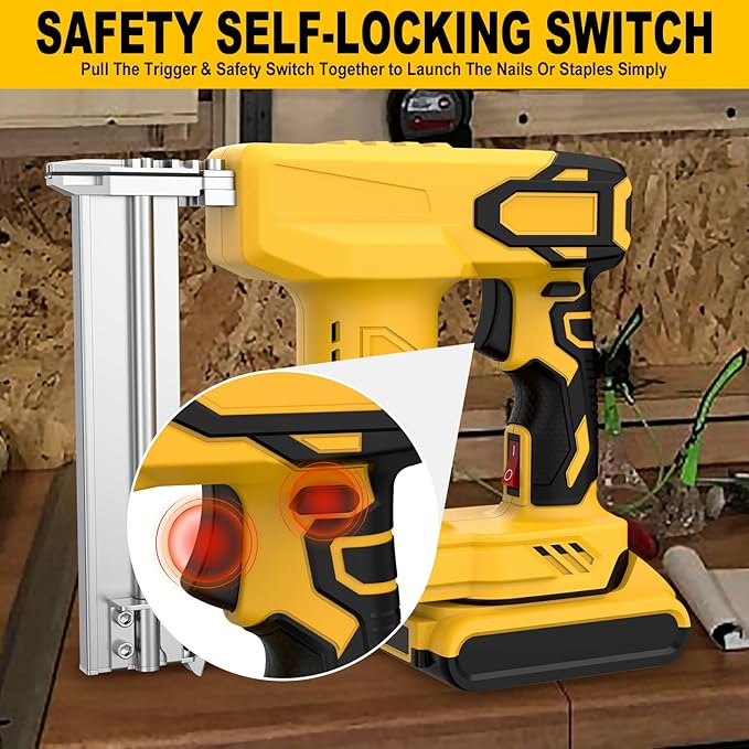 18 Gauge Cordless Brad Nailer Compatible with Dewalt 20V Battery (Not Included), Nail Gun/Staple Gun Battery Powered with 2000 Nails, Drives up to 1-1/4in Nails & Crown 7/8in Staples