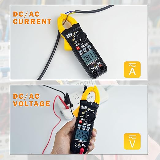 ZIBOO UT210E Mini Handheld Clamp Meter, True RMS AC/DC,6000 Counts Voltmeter Continuity Tester Capacitor HVAC Tool Multi Tester
