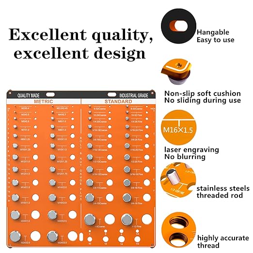 54 Nut Thread Gauges Checker Standard and Metric Checker Used A Standard Gauge to Set Pitch and Thread for The Chaser Thread Gauge with 22 Standard and 24 Metric Bolt and 8 Drill Bit Gauge