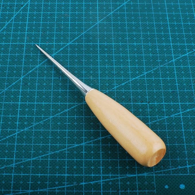 NW Wooden Handle Awl Leather Sewing Awl Leather Drillable Awl (2pcs)