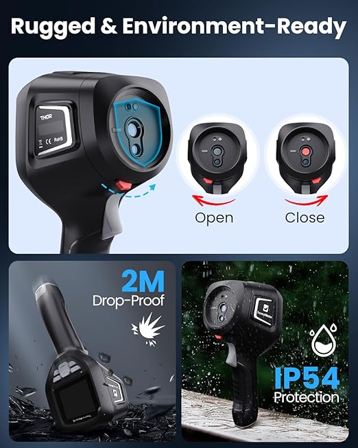 Handheld Thermal Imager, 640×480 3.5" IPS Screen, 512×384 X³ IR Resolution, -4℉ to 1022℉, Infrared Imager with Fusion Imaging, Thermal Imaging Camera with 2MP Visual Camera(Thor 002)