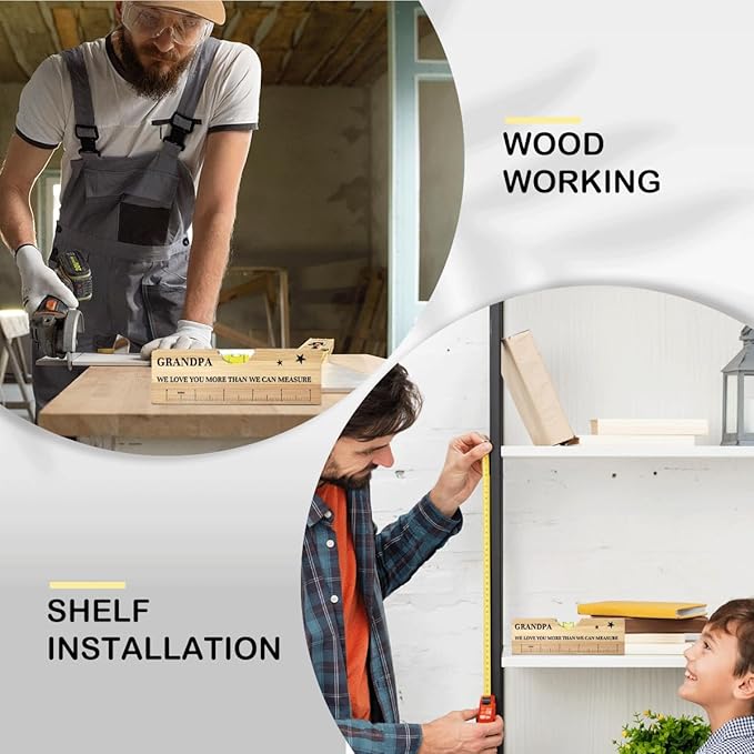 Fathers Day Birthday Gifts for Grandpa Dad from Daughter Son Wife Wooden Spirit Level Valentines Christmas Thank You Gifts Ideas for Daddy New Dad Papa Grandpa