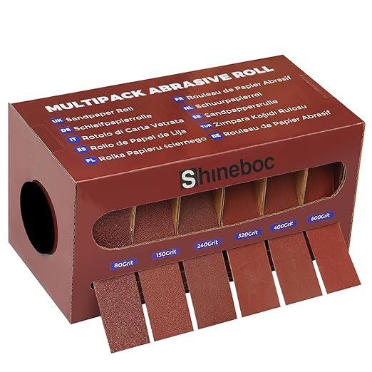 Emery Cloth Roll, 1" x 20 Feet Continuous Sandpaper Roll, 80/150/240/320/400/600 Grit Sand Paper Assortment Pack for Wood Metal Sanding and Polishing