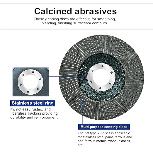 Sali 100 Pack Flap Disc 120 Grit 4.5" x 7/8-Inch Sanding Disc Bevel Type #29 Premium and Industrial Grade Angle Grinder Grinding Wheel High Performance Edge Grinding