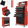 Kirmoasl 13-Drawer Rolling Tool Chest,Large Tool Chest with Wheels,2 in 1 Detachable Tool Chests,Portable Tool Storage,Locking Mechanic Tool Box for Warehouse,Garage (Red&Black)
