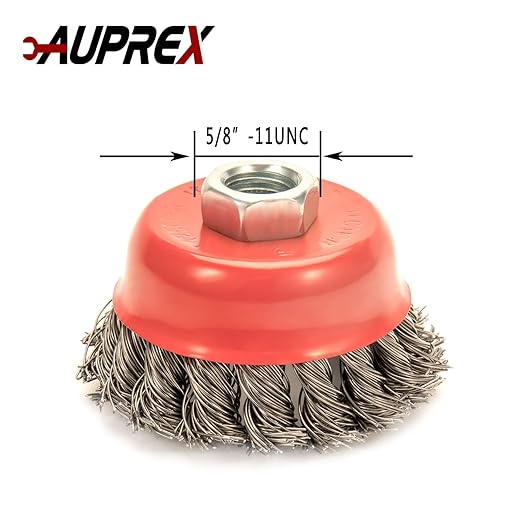 5 Pack Knotted Wire Cup Brush for Angle Grinders with 5/8 Inch | 11 UNC Threaded Arbor- 0.02 Inch Carbon Steel Wire for Rust,Corrosion,Paint Removal and Other Heavy-Duty Conditioning for Metals