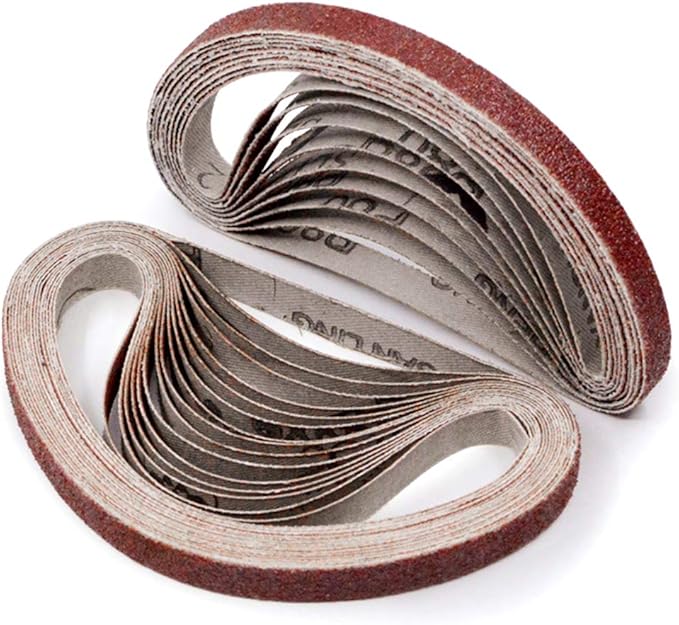 3/8 x 13 Sanding Belts, 60 Grit Aluminum Oxide Sandpaper Belt Sander Paper for 3/8 Inch x 13 Inch Belt Sander, 24 Pack(3/8x13in, 60 Grit)