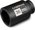 CASOMAN 1/2" Drive x 36 mm Deep 6 PT Impact Socket, CR-MO, 1/2-inch Drive 6 Point Axle Nut Socket for Easy Removal of Axle Shaft Nuts (36MM)