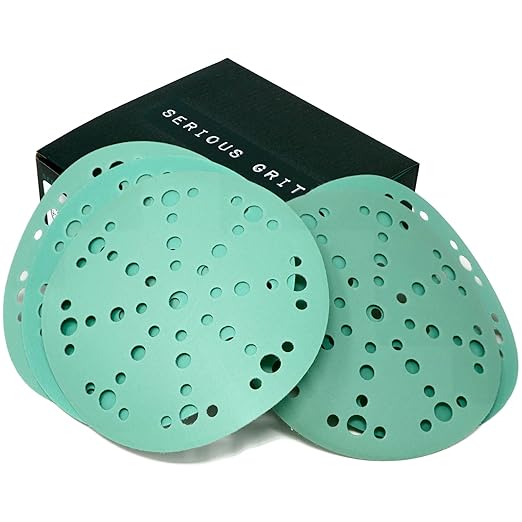 6-Inch 49-Hole High Grit Sanding Discs Assortment - 320, 400, 600, 800, 1000 Grit (10 of Each) - Wet Dry Hook & Loop Film Discs - Sandpaper for Random Orbital Sanders - 50 Pack Box