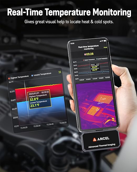 ANCEL IR101 Thermal Camera, 512x384 IR Resolution Thermal Imaging Camera for Android (USB-C), 25Hz Real-Time Diagnostic Infrared Camera, 0.24W Thermal Imager for Home/PCB Inspection/Automotive Repair