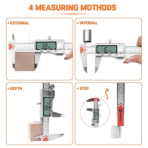 Digital Caliper 12 Inch/300mm, HARDELL Calipers Easy Switch Inch/MM/Fraction, Stainless Steel Digital Caliper Measuring Tool with Auto-Off Large LCD Screen for DIY/3D Printing/Jewelers/Woodworkers