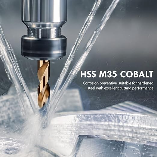 Metric 4Pcs M35 Cobalt Drill Bit Set, 10mm HSS Cobalt Jobber Drill Bits, for Hardened Metals, Stainless Steel, Cast Iron and Wooden Plastics