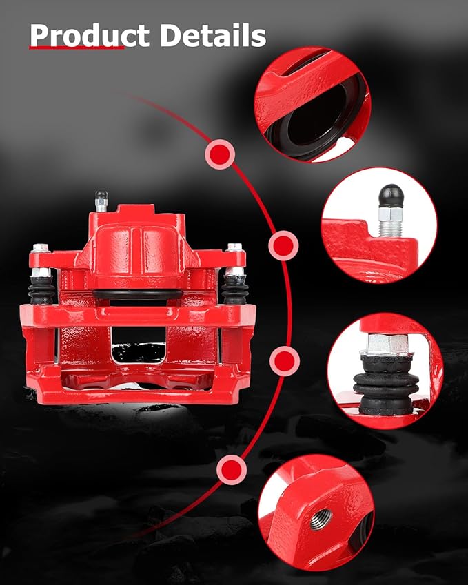 cciyu Front Left & Right Brake Calipers Assembly w/Bracket 18B5044 18B5045 For Chrysler 2008-2012,For Dodge 2007-2012,For Jeep 2007-2012,For Ram 2012,For Volkswagen 2009-2012