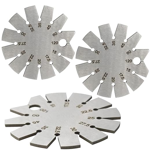 3 PCS Brushed Silver 15-120 Degree Bevel Gauge, Stainless Steel Axe Angle Gauge Round Shape