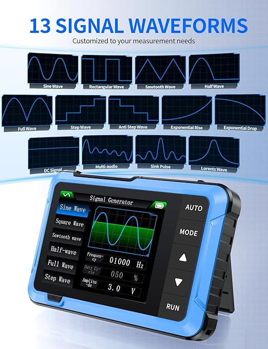 FNIRSI DSO-510 Handheld Oscilloscope/DDS Signal Generator 2 in 1, Digital Portable Automotive Oscilloscope 2.8 inch TFT, 10MHz Bandwidth, 48MS/s Sampling Rate, Trigger Function Auto/Nomal/Single