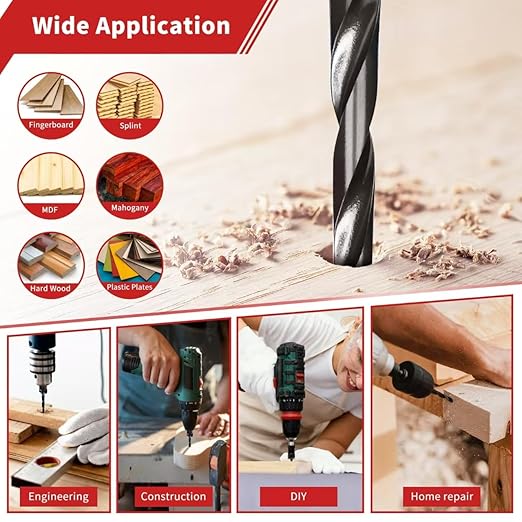 Countersink Drill Bits, 15 PCS Adjustable Tapered HSS Drill Bit Set for Woodworking, with Nitrided Surface, Wood Plug Cutters 1/4" Hex Shank Quick Change, for Wood Drilling with Storage Box
