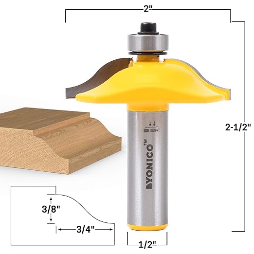 YONICO Raised Panel Cabinet Door Router Bits 2-Inch Diameter 1/2-Inch Shank 12137
