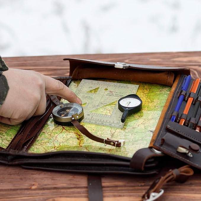 Oudain Military UTM/MGRS Coordinate Scale 7 Assorted Colors Military Map Markers Fine Point Pens Land Navigation Protractor and Map Reading and Grid Coordinate Reader Pairs with Compass