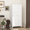 GREATMEET 65" Tall Kitchen Pantry Storage Cabinet, White Pantry Storage Cabinet, Farmhouse Metal Kitchen Cupboard with Doors for Garage, Dining Room, Living Room and Laundry
