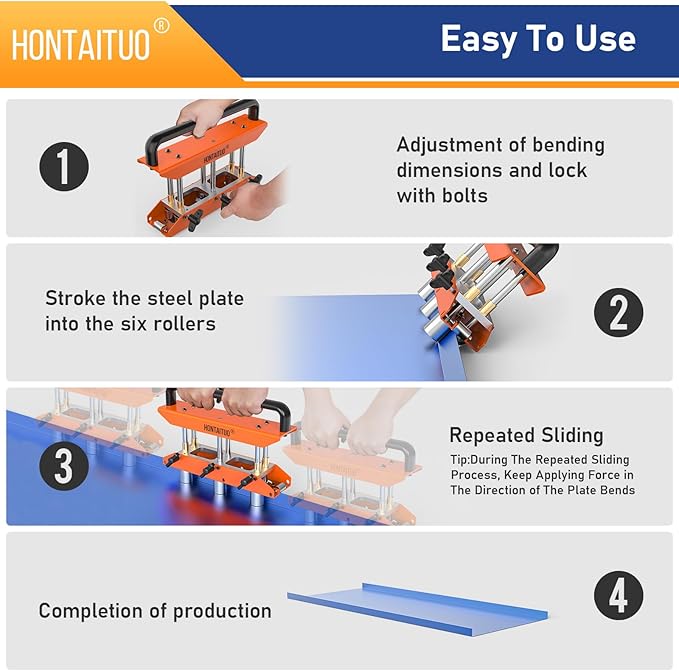 Three-Station Edge Roller Bender,0-90° Bending Angle Bending Metal Roofing Materials,Adjustable for Making 5/8" to 4" (16 to 102 MM) Bends in 29 to 22-Gauge Steel,Large Sheet Metal Bender