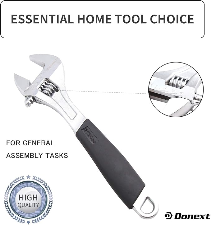 Donext 12 Inch Adjustable Wrench Professional Hand Tool Soft Handle
