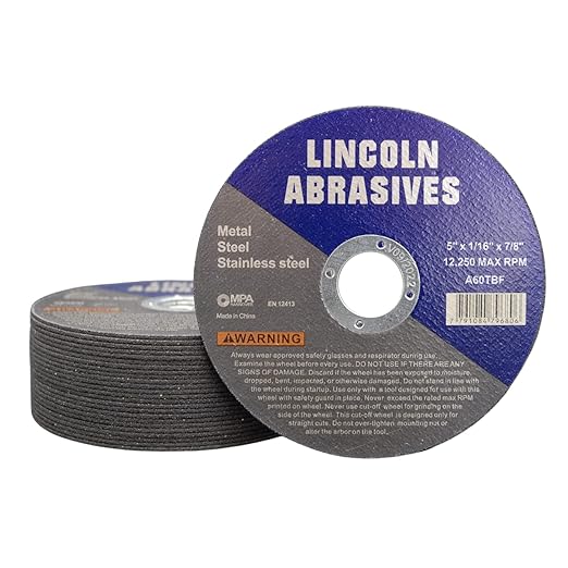 25 Pc 5" x 1/16" x 7/8" Cut-Off Wheels Lincoln Abrasives Metal & Stainless Steel