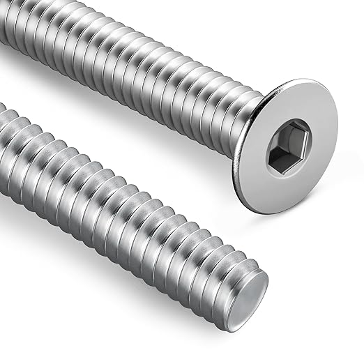 1/4-20 Bolt, 1/4-20 x 1-1/4 Inch Flat Socket Head Screws 15Pcs, 304 Stainless Steel 18-18 Countersunk Bolts, Full Thread, with Hex Spanner