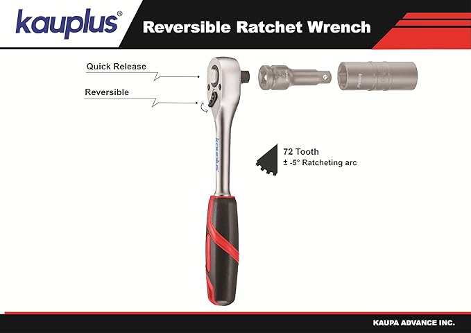 3 PCS Quick-release Reversible Ratchet Set, 1/4", 3/8", 1/2" Drive Ratchet Wrench, 72-Tooth Reversible Square Drive Socket Wrench