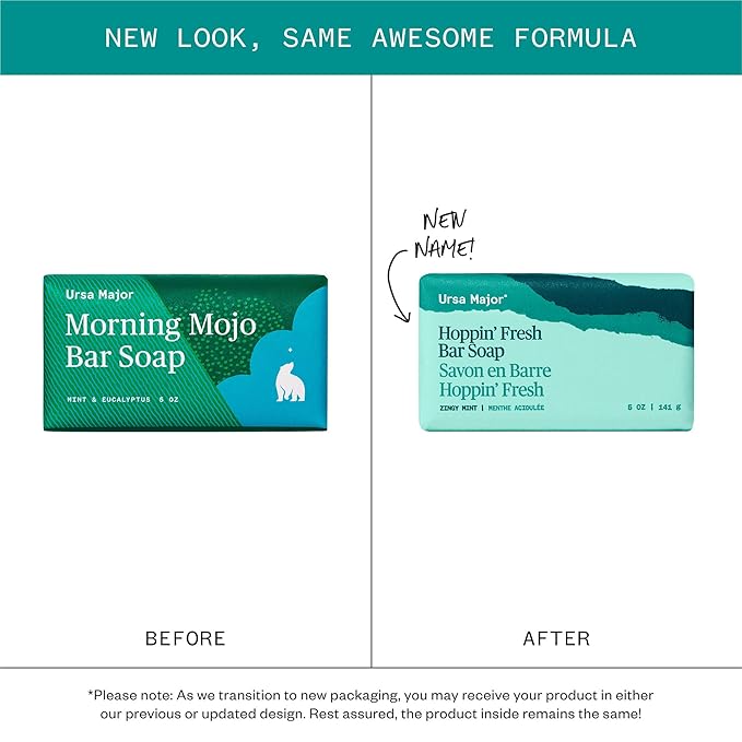 Ursa Major Natural Bar Soap | Morning Mojo Bar Soap | Exfoliating Soap with Peppermint, Eucalyptus and Rosemary | Formulated for Men and Women | 5 ounces