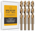 17/32" (4pcs) Cobalt Drill Bit Set, M35 High Speed Steel Jobber Length Drill Bit Kit for Hardened Metal, Stainless Steel, Cast Iron, Wood and Plastic, with Index Storage Case