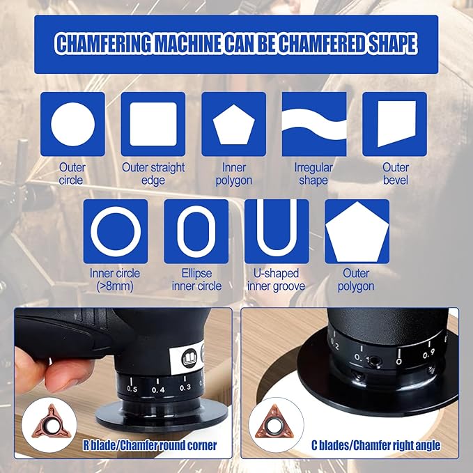 Pneumatic Chamfering Tool, Mini Chamfering Deburring Tool For Metal Beveling Machine Pneumatic Edge Beveler for Metal Trimming, Arc Corner Deburring Linear Beveling Trimming (Black)