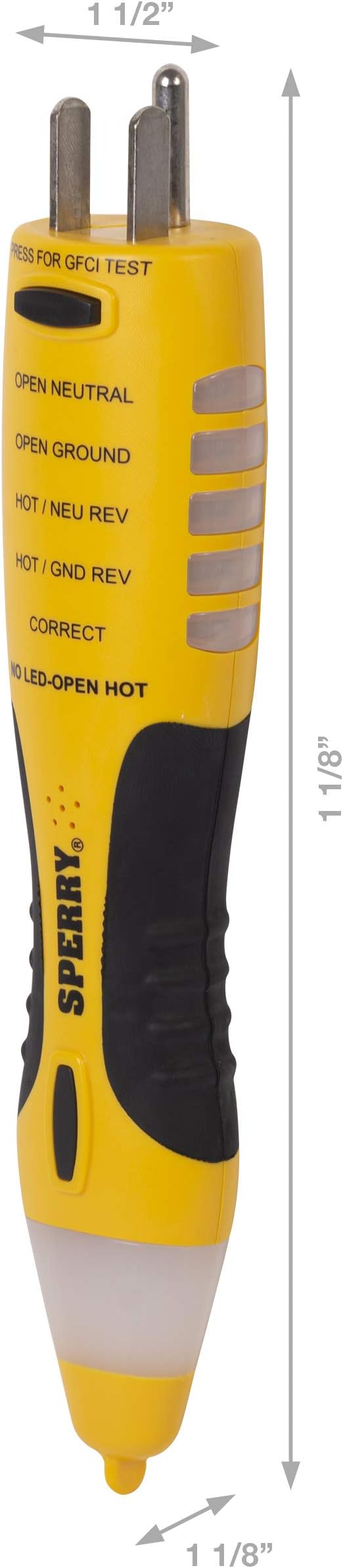 Sperry Instruments VD7504GFI DualCheck 2-in-1 Non-Contact Voltage Detector + GFCI Outlet Circuit Analyzer, 360° Visual & Audible Indicators, 50-1000V AC, 250 lb. Crush Rating