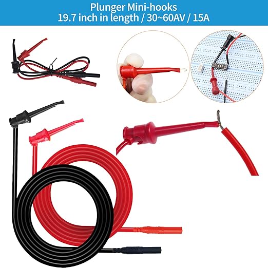 34-in-1 Test Lead and Test Probe Kit for Multimeter Tester | Lead Extension Right Angle to Straight 4mm Banana Plug Connectors Meter Leads | Multi-Type Back Probe Set | Alligator Clips