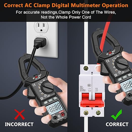 FKM Digital Clamp Meter Multimeter Tester TRMS 6000 Counts Auto-ranging Amp Voltage Tester,for AC Current,AC/DC Voltage,NCV Detection,Resistance,Capacitance,Continuity,Hz/Duty Cycle,Diode,Temp Test