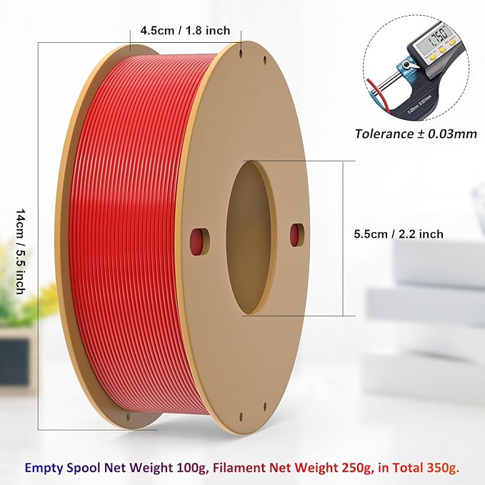 PLA+ 3D Printer Filament 1.75mm No Tangle, Net Weight 250g Spool, 12 Packs, PLA Pro Plus, 12 Assorted Multiple Colors, Total 3KG Material