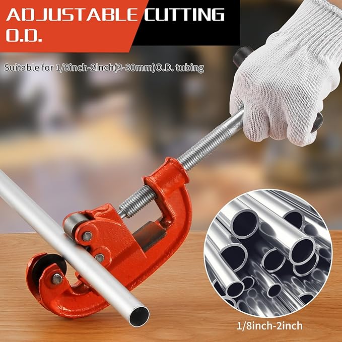 Pipe Cutter Tool 1/8-2", Heavy-duty Tubing Cutter Speed Cutting Up to Galvanized Pipe, Copper, and Iron Pipe,Professional Metal Pipe Cutter Tool With 2 additional blades