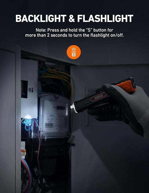 AstroAI VTS1000H Voltage Tester with Screwdriver, Non-Contact Electrical Tester, Dual Range AC 12V/70V-1000V, Live Wire Test, Wire Breakpoint Finder, Audible Alarm, LCD Percentage Display, Orange