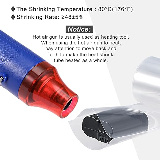 MECCANIXITY Battery Wrap PVC Heat Shrink Tubing 42mm Dia 66mm Flat 20 Feet(6meters) Clear Good Insulation for Battery Pack
