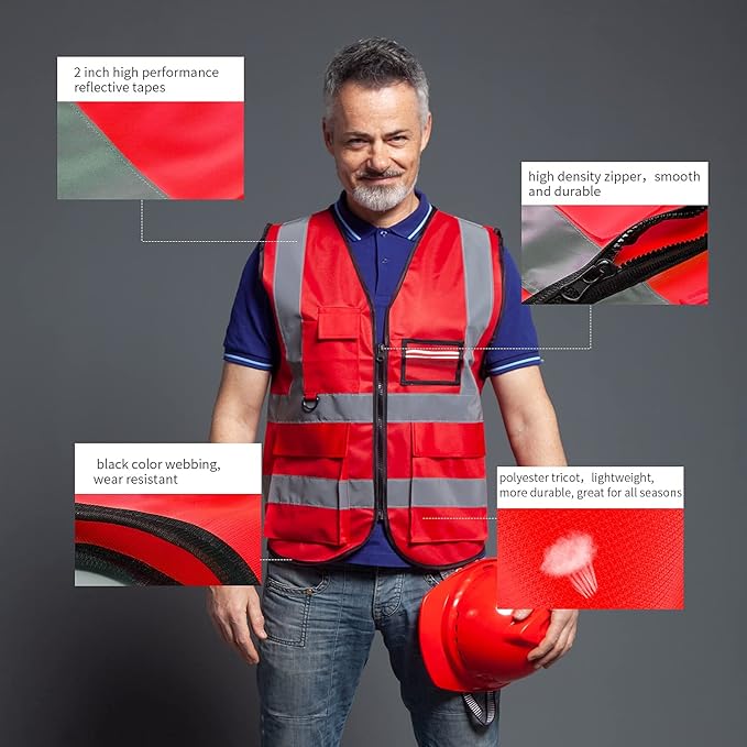 Tydon Guardian Reflective Safety Vest for Women Men High Visibility Security With Pocket Zipper Front Meet ANSI/ISEA Standard