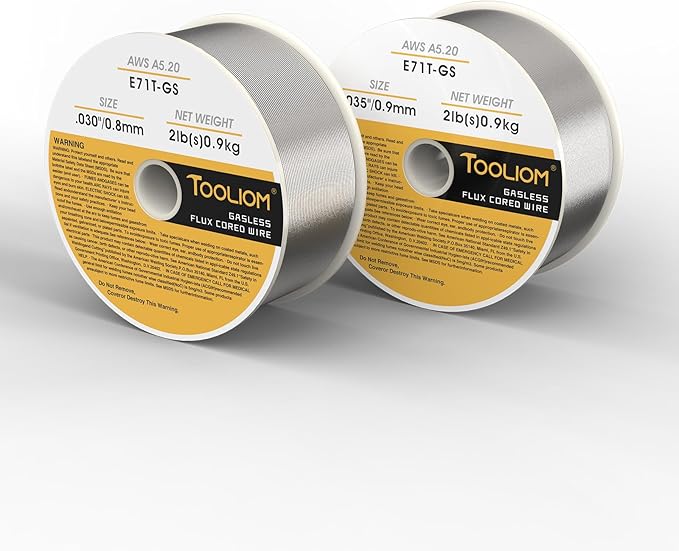 TOOLIOM E71T-GS .030"+.035" Diameter 2-Pound Spool Flux Core Self-shielded Carbon Steel MIG Welding Wire, 2PCS Dual Gauge Welding Wire