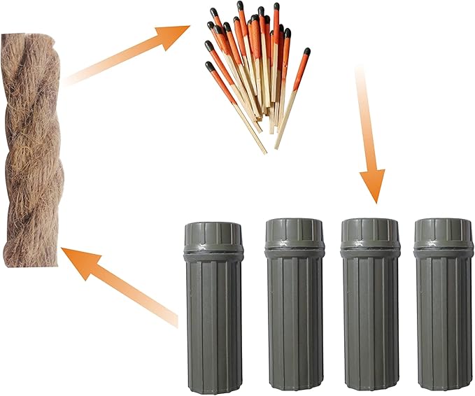 Emergency Fire Starter | Windproof & Waterproof Storm Matches with Waterproof Case & Wax Rope | Survival Gear for Camping, Hiking, Bushcraft, Bug Out Bag