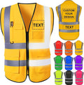 Custom Safety Vest for Men with Logo High Visibility Safety Vests Reflective with Pockets and Zipper Construction