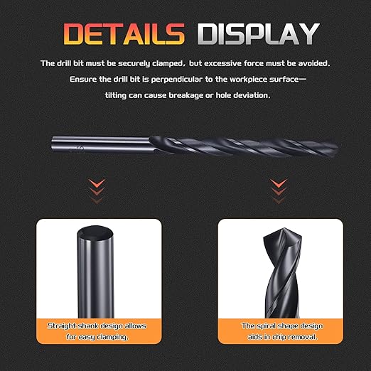 Drill Bit, 6.3mm Cutting Diameter, 4241 HSS Nitriding Black 118° Cutting Angle Versatile Jobber Bits - (Applications: for Drilling Plastic Wood Soft Metal), 12-Pieces